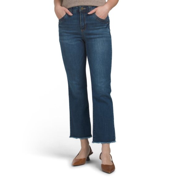 DEMOCRACY Blue Ab Tech High Rise Cropped Itty Bitty Flare Jeans - Picture 1 of 2